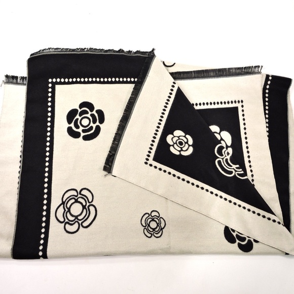 100% BLACK & BEIGE CASHMERE WOMENS FASHION COMFORT WRAP 24"X72" - Picture 3 of 4